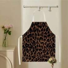 1pc Leopard Print Apron, Polyester Material, Suitable For Cooking, Barbecue, Gardening, Painting, Manicure, Unisex, Indoor And Outdoor Use - Multicolor - View 3