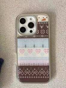 1PC Ins Red Brown Heart IMD Full Coverage Shockproof TPU Phone Case Compatible With Apple 11 Pro Max/12 Pro Max/13 Pro Max/14 Pro Max/15 Pro Max/16 Pro Max/17 Pro Max - Multicolor - View 3