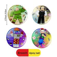 Roblox 4入 4.5cm 鐵製卡通遊戲胸針－可愛圓形別針，適用於背包、衣物、生日、萬聖節、畢業派對贈品及日常穿搭 - Roblo boy brooch G - 查看 7
