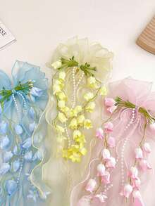 1pc Children's Hair Accessory Spring Fresh Small Bow Hair Clip Girls Hair Accessory Matching Sweet Orchid Headband And Forest Style Pearl Tassel Hair Decoration (Actual Product May Have Slight Color Difference From Image) - Multicolor - View 12