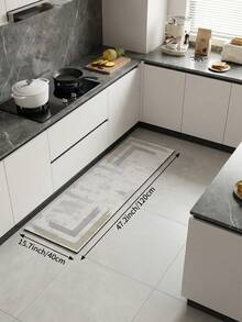 1pc Wabi-Sabi Line Pattern Absorbent Kitchen Mat, Suitable For Kitchen, Living Room Carpet, Non-Slip Bathroom Mat, Laundry Room, Bedroom, Indoor/Outdoor, Office, Lobby, Door Mat, Area Rug, Holiday Decor, Hallway Carpet, Study And Gaming - Light Grey - View 15