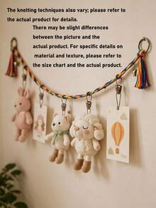 Organizador de almacenamiento colgante, cuerda de exhibición montada en la pared de la guardería, soporte decorativo para colección de peluches de bebé, estante colgante de varias capas - cordón para juguetes - Ver 8