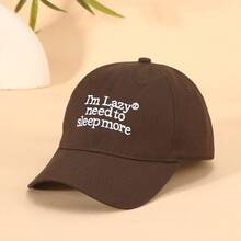 1pc Retro Letter Embroidered Baseball Cap For Women, Summer Wide Brim, Flattering Face, Versatile Cap - I'm Lazy - View 19