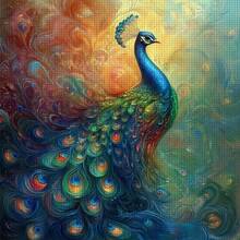 1 Set 36*36cm/14.17*14.17inch Peacock Cross Stitch Kit (Semi-Finished), DIY Art Needlework Material, 11CT Cross Stitch Decorative Painting, Creative Handmade Gift. Full Set Home Decor Printed Cross Stitch Craft, Suitable For Home Decor Knitting Art. Frame Not Included - Peacock - View 15