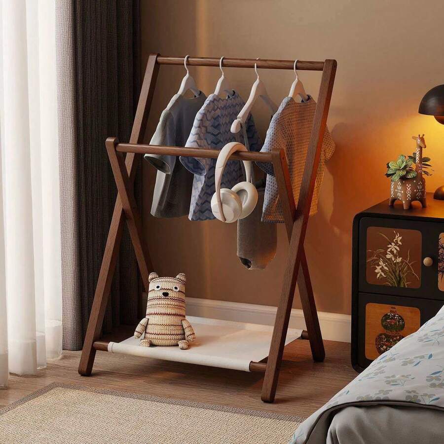 Oaoleer 1pc Bedside Coat Rack Floor-Standing Clothes Hanger Nordic Clothes Rack For Home Storage Bedroom Secondary Drying Rack Bedside For Placing Clothes At Night - View 1