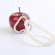 3D Red Apple Keychain Faux Pearl Wristband Charm Cute Backpack/Handbag Charm Stylish Fruit Keychain Women's Party/Holiday Gift - Multicolor - View 4