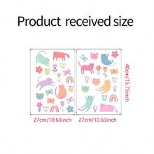 1set Watercolor Wall Stickers Featuring Cats, Butterflies, And Flowers, Self-Adhesive Paper, Suitable For Home Decoration, Room Decoration, And Wall Decoration, Made Of Waterproof PVC Material, Removable - Self-adhesive - View 3