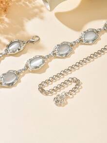 1pc Minimalist Bohemian Style Rhinestone Decor Pendant High-End Design Waist Chain, Suitable For Wedding, Banquet, Party, Gift For Friends And Lovers - White - View 2