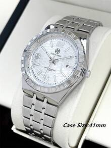 Pablo Raez 1pc Men's High-Quality Watch Accessory Classic Vintage Honeycomb Shape Wristwatch Premium New Luxury Silver Men's Fashion Watch Stainless Steel Non-Fading Strap 50m Waterproof Minimalist Brand Original 50m Waterproof Watch Men's Casual Fashion Quartz Watch Luminous Hands Arabic Numeral Dial Charming White Blue Black High-End Business Wristwatch Suitable For Daily Work Life Vacation Wear Teacher Father Or Male Friend Gift Birthday Graduation Wedding Gift - Silver - View 5