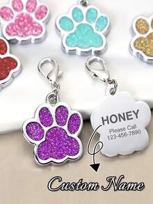 Customizable Name Text Pet Tag Pendant, Personalized Collar Anti-Loss Nameplate For Cats And Dogs, Exclusive Identity Label With Exquisite And Versatile Style, Beautiful And Practical Pet Accessory - Multicolor - View 4