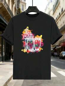 Buntes Herren-T-Shirt Mit Schlagzeugmotiv, Premium-Baumwolle, Bequeme Passform, L?Ssiges Design - Black - View 2
