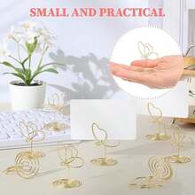 1/5/10pcs Elegant Gold Butterfly Photo Frame Clips, Photo Holders, Table Number Holders, Business Card Holders, Suitable For Wedding Centerpiece Decor, Graduation Party, Birthday Party - View 4