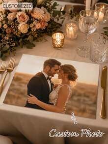 Personalized Wedding Photo Placemats, Customized Couple Dinner Mats, Suitable For Wedding Reception, Reusable And Easy To Clean - Multicolor - View 1