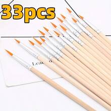 33 piezas - BUSINESS DAYS Pinceles de cerdas de nailon premium con mangos de madera - Pinceles de arte de alta calidad, adecuados para acuarela, gouache y pintura acrílica - Incluye puntas planas y puntiagudas - Opción ideal para artistas y entusiastas de la pintura, suministros de arte para pintura - 33 cabeza plana - Ver 6