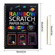 Rainbow Scratch Art Notebook Set, Black Scratch Art Supplies With Writing Pen, Creative Painting Set, Art Painting, Suitable For School Projects And Holiday Gifts, Durable Paper Material - RAINBOW SCRATCH PAPER NOTE-a - View 13