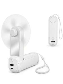 LMMAKE 5 IN 1 Portable Handheld Fan - Multifunctional USB Rechargeable Foldable Cooling Fan With Power Bank, Flashlight & Makeup Mirror. Features 3 Adjustable Speed Levels.Perfect For Travel, Outdoor, Office & Home Use.Essential Multitool Fan For Anywhere. - Multicolor - View 2