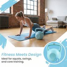 Shoze Versatile Home Fitness Bundle Fillable 8kg Kettlebell Pair Grip Rings Custom Weight Yoga Strength Training Gear - Blue - View 7