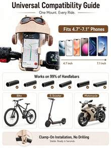 360° Rotatable Bicycle Phone Holder With Waterproof Helmet Sun Visor, Universal Anti-Glare Bicycle And Electric Bike Handlebar Mount, Shockproof Waterproof GPS Navigation Holder, Suitable For Motorcycle Riding - A - View 6
