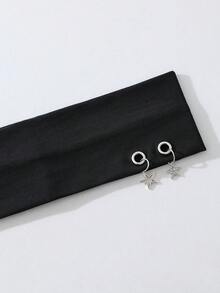 1pc Fashion Punk Gothic Style Star Pattern Soft Non-Slip Elastic Hollow Out Beach Holiday Headband, Elastic Yoga Sports Hairband, Versatile For Daily Wear And Multiple Occasions Summer Hair Accessories - Black - View 3