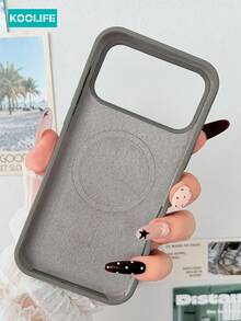 1pc Charcoal Grey Smooth Silicone + PC Magnetic Phone Case, Soft Flocked Lining Shockproof Protective Shell, Premium Minimalist Aesthetic, MagSafe Compatible Anti-Scratch Protective Case, Compatible With Iphone 18 Pro/18 Pro Max/17/17 Pro/17 Pro Max/16/15/14/13/12/11 - Grey - View 6