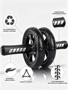 Double-Wheel Ab Machine, Giant Ab Roller, Abdominal Trainer, Gym Accessory, Training, Fitness, Home Workout - Multicolor - View 2