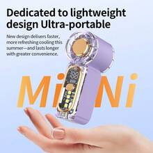 Ventilador de mano mini con luz, ventilador de bolsillo recargable por USB, cañón de aire portátil de alta velocidad, adecuado para viajes y camping - Multicolor - Ver 8
