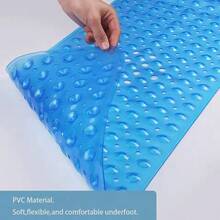 1 buah Keset Bak Mandi Anti Selip Ekstra Panjang, Keset Kamar Mandi Persegi Panjang dengan Lubang Drainase dan Perekat Hisap, Keset Bak Mandi Ekstra Panjang 40"X16", Karpet Kamar Mandi, Lembut di Kaki, Dapat Dicuci dengan Mesin, Cocok untuk Rumah, Hotel, dan Perjalanan Mobil, Biru Transparan, Keset Kamar Mandi Ukuran XL - beraneka warna - View 4