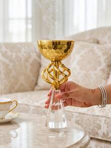 Mini Novelty Incense Burner, Metal + Crystal, Luxury Bakhoor Incense Burner, Incense Holder, Heat-Resistant And Durable Incense Burner, Home Decor, Suitable For Majlis, Entryway, Living Room, Bedroom, Exquisite Gift For Friends And Family, Fragrance Corner - Fashionable - View 11