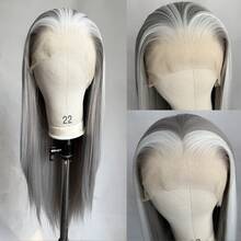 websterwigs Wig Depan Renda Lurus Tahan Panas Serat Sintetis Transparan HD 13x4 untuk Wanita, Motif Gradien Emas, Motif Piala Dunia - MultiWarna - View 7