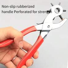 Heavy Duty Red Alloy Leather Punch Pliers - Rotating Steel Hand Tool With Red Rubber Handle, Suitable For Belts, Sewing Projects And Handicrafts - Multiple Punching Shapes, Artificial Leather Belt Punching Tool - Hole Punch - View 7