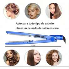 3 In 1 Titanium Alloy Hair Styling Set Curling Iron Flat Iron Dual Purpose Straightener With Spiral Curling Wand Detachable Comb Fast Heating Professional Tool Kit For Versatile Hairstyles Home Travel Salon Use - Blue - View 2