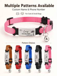 Ayotu Personalized Pet Collar With Name Tag, Custom Breed Icon And Phone Number, Adjustable Safety Buckle, Suitable For Cats And Dogs, Comfortable Fit,With Bell,Customizable Identity,Gift For Pets - Multicolor - View 1