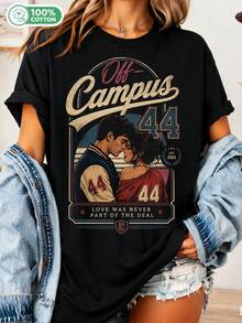 Vintage Artistic T-Shirt For Off-Campus Couples, Garrett & Hannah Fan Tee .. - 黑色 - 查看 1