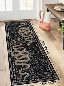 1 Pc Black Snake Runners For Hallways Indoor, Kitchen Runner Rug Non Skid Machine Washable Entryway Rug Runner Ultra Soft Boho Carpet Runner For Hallway Kitchen Bedside Entryway - Black - View 3