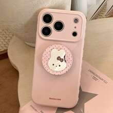 GUCADI Polka Dot Cute Pink Rabbit Mirror Stand Phone Case, Compatible With Apple 17, 15 Soft Shell, Suitable For 16 Pro Max, 12, 13, High Aesthetic, Spring Girl Style, Creative, Geometric, Artistic, Minimalist, Fresh, Niche, Style - Pink - View 7