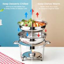 Chafing Dish Buffet Set, 5L 2 Pack Stainless Steel Round,With Lids And Food Pans - White - View 5