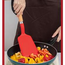 Espátula de silicona con mango de madera resistente al calor, espátula para tamagoyaki, espátula para filetes, espátula para pescado, espátula de cocina, espátula para sartenes antiadherentes, espátula para panqueques, utensilio de cocina - Ver 7
