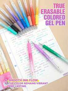New Erasable Colorful Gel Pens 12/24/36 Colors, Stretchable Erasable, Quick-Dry, Non-Drying, Easy To Write, Student Drawing Marking Stationery Set, Back To School Essential Writing Set, Reusable Erasable, Practice Writing, Note-Taking, Drawing - Sets - View 10
