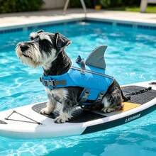 Metglad Chaleco salvavidas para perros, diseño lindo de aleta de pez, chaleco de natación para mascotas, alta reflectividad y excelente flotabilidad, equipado con asa de rescate resistente y anillo de remolque, tamaño ajustable, adecuado para perros pequeños, medianos y grandes - Celeste - Ver 6