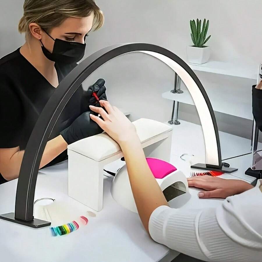 Moon-Shaped LED Desk Lamp, 2-In-1 Nail Art & Reading Light, Even Illumination, Space-Saving Design, Eye-Protection Flicker-Free, Adjustable Brightness & Color Temperature, Stepless Dimming, Metal Build, Perfect Study Companion