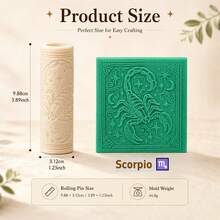 12 Zodiac Embossed Rolling Pin, Astrology Clay Texture Roller, Polymer Clay Stamp Tool, Ceramic Pottery Embossing Roller For DIY Craft Making - Multicolor - View 25
