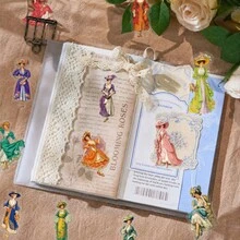 56入防水復古維多利亞風格女性貼紙，古董貴族花卉帽子與洋裝女性復古貼紙，適用於瓶子、筆記本DIY手工藝 - B - 查看 5