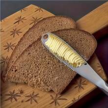 1pc Stainless Steel Butter Spreader - Reusable Cheese & Jam Slicer With Grooved Design For Easy Spreading, 3-In-1 Kitchen Tool For Home & Restaurant, Multi-Function Stainless Steel Butter Knife And Spreader For Cheese, Jars And Cream - Essential Kitchen Gadget And Supply - View 1