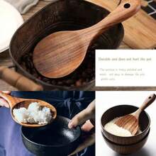 COOKDEVIL 3 PiecesWooden Kitchen Utensil Set, Natural Wooden Spurtle Spoon Set, Non-Stick Cookware Tools For Rice And Stir-Frying, Handcrafted Essentials – Perfect Gift For Mother's Day, Father's Day, Christmas, Thanksgiving | Stylish, Durable, - Wood Color - View 5