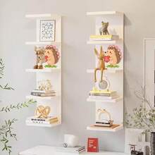 3/5-Tier Floating Wall Shelf Unit For Wall Decor & Makeup Vanity - White Narrow Cute Display Storage Shelf For Small Spaces, Decorative Vanity Shelf Room Decor - Mixed Colors - View 2