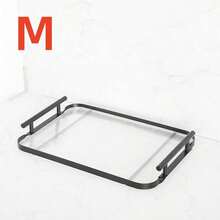 1pc, Acrylic Tray With Handles, Double-Ear High-End Home Tea Tray, Serving Tray, Commercial Restaurant Plate, Decorative Tray, Black Edge High Transparency Glacier Design, Suitable For Displaying And Storing Bread, Pastries, Fruits, Snacks, Desserts And Other Foods - Black - View 12