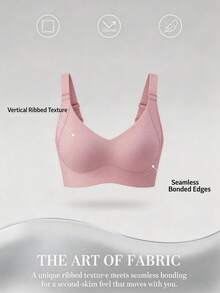 Temptuelle 女款無縫內衣 - 可調節肩帶、無鋼圈支撐、適合日常穿著、超柔軟透氣面料、女款春季服飾、舒適內衣胸罩 - 粉色 - 查看 8