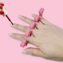 1 Set Pink Plastic Nail Soak Bowl Kit, Five-Finger Detachable Manicure Tool Set With Nail File Brush Cuticle Stick For Home Nail Care - Multicolor - View 3