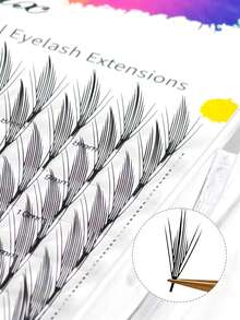 12 Rows Premade Spike Eyelash Extensions 0.07mm Air Series Feather Shape Manga Anime Individual Lashes 8-15mm Mixed Volume Fans DIY Clusters Lashes - 查看 5