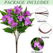 1/3pcs Vibrant Artificial Impatiens Flower Bouquet, Realistic Faux Flowers, Suitable For Outdoor Garden, Indoor Planter And Balcony Decoration, 15.7 Inches Tall, Low Maintenance, Durable And Bendable Stems, Artificial Flowers - Purple - View 5